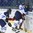 POPRAD, SLOVAKIA - APRIL 18: Finland's Eemeli Rasanen #27 bodychecks Canada's Jack Studnicka #22 while Finland's Santeri Aalto #9 looks on  during preliminary round action at the 2017 IIHF Ice Hockey U18 World Championship. (Photo by Andrea Cardin/HHOF-IIHF Images)
